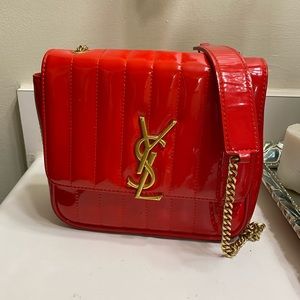 YSL large Vicky Matelasse patent leather shoulder bag